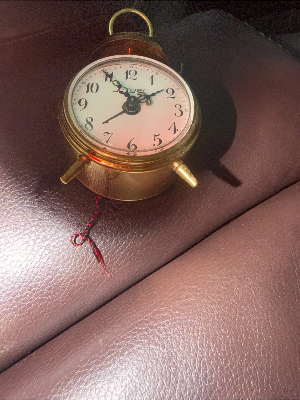 Vintage Jerger West Germany Miniature Mechanical Brass Alarm Clock 1950s 1960s